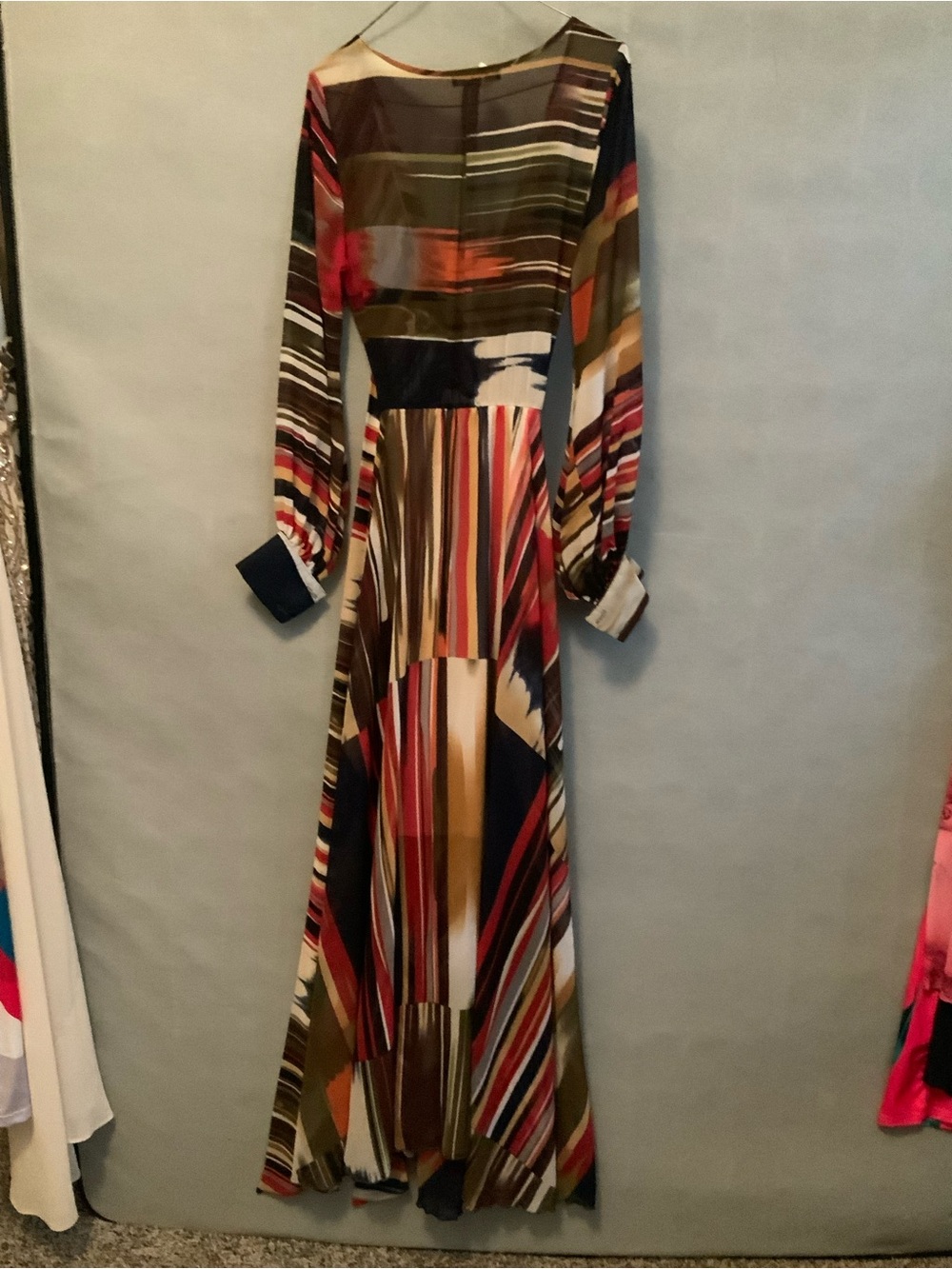 Striped Long Sleeve Maxi Dress in Multicolor